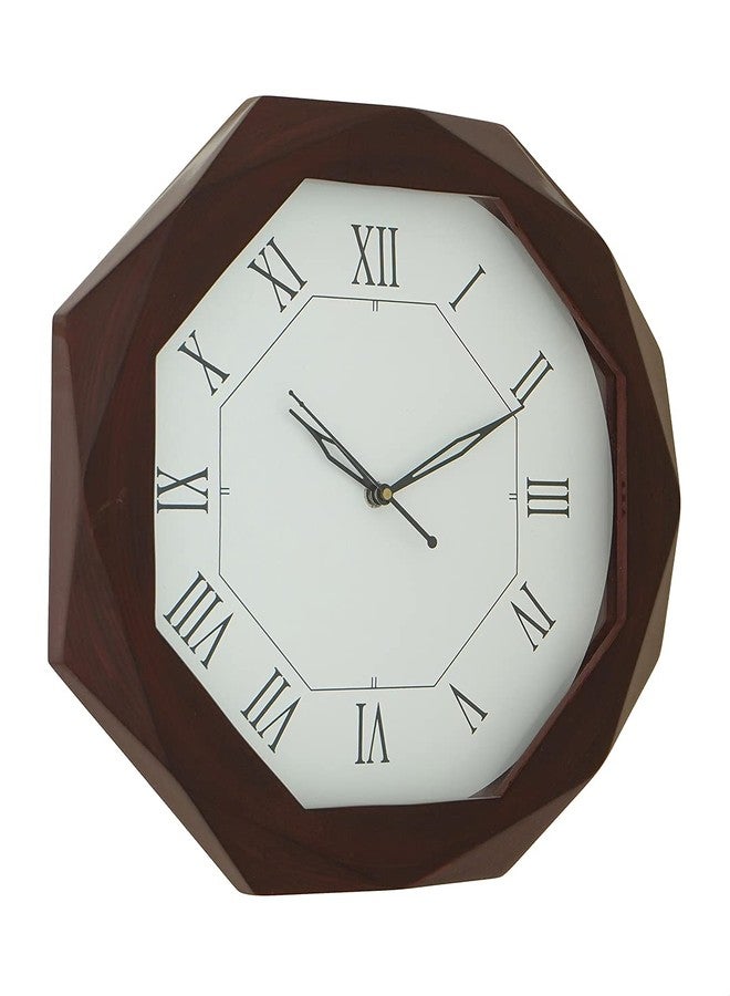 CHRONIKLE Beautiful Octagon Shaped Wooden Case Roman Numbers Wall Clock for Living Room Home Decorations Office Gifts (Size: 33.5 x 4.5 x 33.5 CM | Weight: 1080 Gram | Color: Rosewood) - Image 1